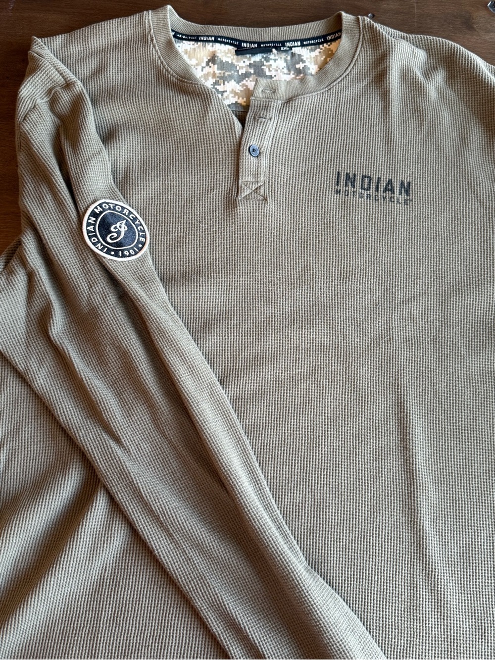 Indian Motorcycle Men’s Short-Sleeve Henley Tee - Olive